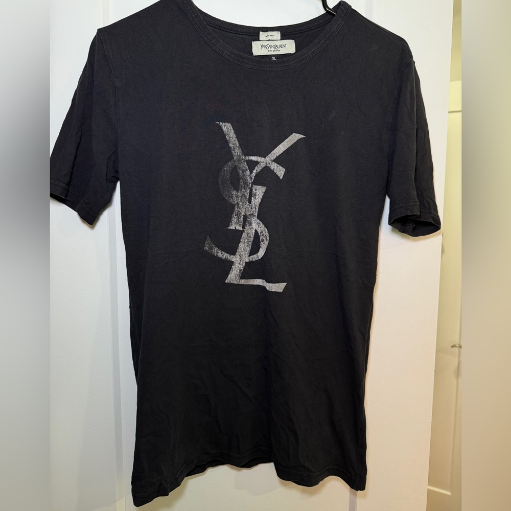 Yves Saint Laurent Black Tee with Logo
